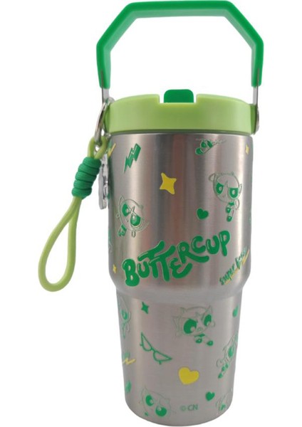 Powerpuff Girls Lisanslı Tutacaklı Paslanmaz Çelik Termos 860 ml - Buttercup fiyatları