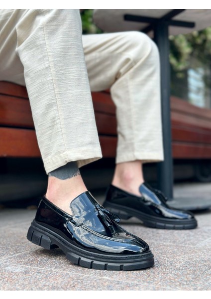 ET0240 Püsküllü Rugan Klasik Yüksek Taban Casual Erkek Ayakkabı