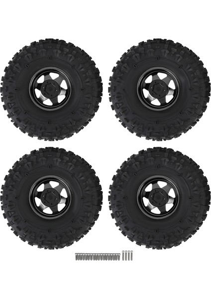 4 Adet Rc Paletli Lastik Seti 1.9 Inç Ka Evrensel Rc Lastik Metal Derin Oluk Altıgen Tekerlek Göbeği Jantlar Redcat Eksenel SCX10 Siyah (Yurt Dışından)