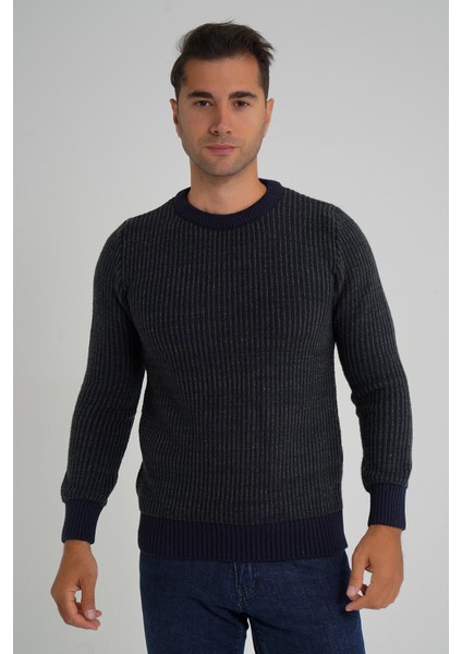 Erkek Vızon Çizgili Bisiklet Selanik Yün Kazak TRIST-5351