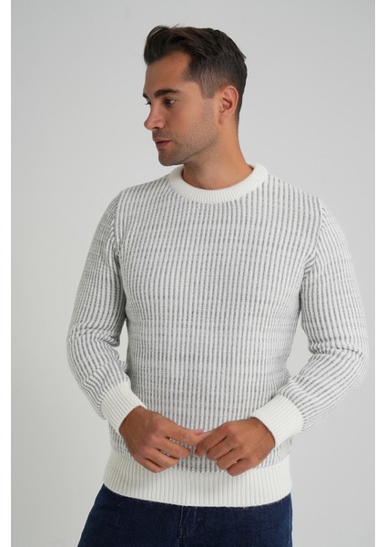 Erkek Vızon Çizgili Bisiklet Selanik Yün Kazak TRIST-5351 modelleri