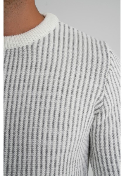 Erkek Vızon Çizgili Bisiklet Selanik Yün Kazak TRIST-5351