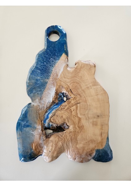 Özel Tasarım El Yapımı Zeytin Ağacından Epoksi Sunum Tahtası & ( 39x24x1.5 cm )