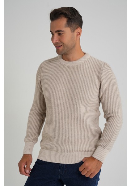 Erkek Vızon Çizgili Bisiklet Selanik Yün Kazak TRIST-5351