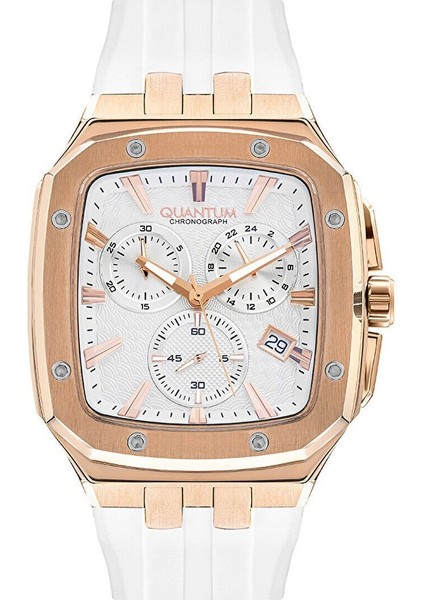 HNG1033.530 Erkek Kol Saati | Rose Gold Kronograf, Beyaz Kordonlu Özel Tasarım