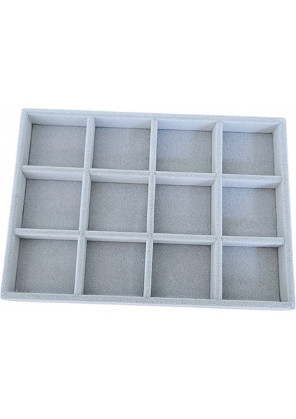 Organizatör Gri Süet Tabla Kolye &yüzük Düzenleyici ve Gözlük(12 Bölmeli ) 17X24 cm fiyatları