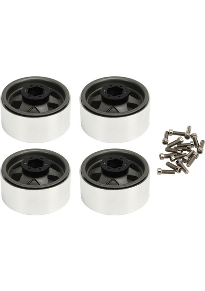 4 Adet Beadlock Jant Ofset-8.9 mm Metal Derin Çanak Tekerlek Göbeği Jantlar Eksenel SCX10 90046 1.9 Inç Gri (Yurt Dışından)