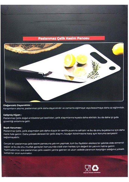 Paslanmaz Çelik Kesim Panosu Orta Boy 20 x 29 cm modelleri