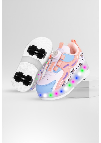 Nils Kız Çocuk Patenli, Işıklı Rahat Pembe Spor ve Günlük Ayakkabı&sneaker | Yeni Model Tarz Patenli Kaykay Ayakkabı