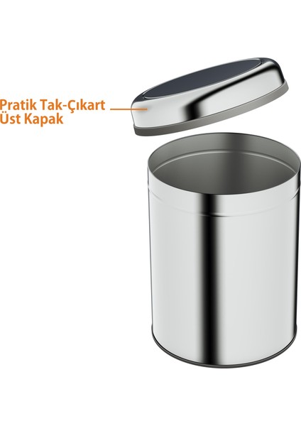 Basic Çöp Kovası - Sallanır Kapaklı 8 L, Parlak Krom Paslanmaz fırsatları