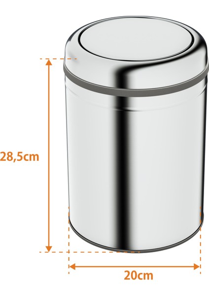 Basic Çöp Kovası - Sallanır Kapaklı 8 L, Parlak Krom Paslanmaz indirimleri