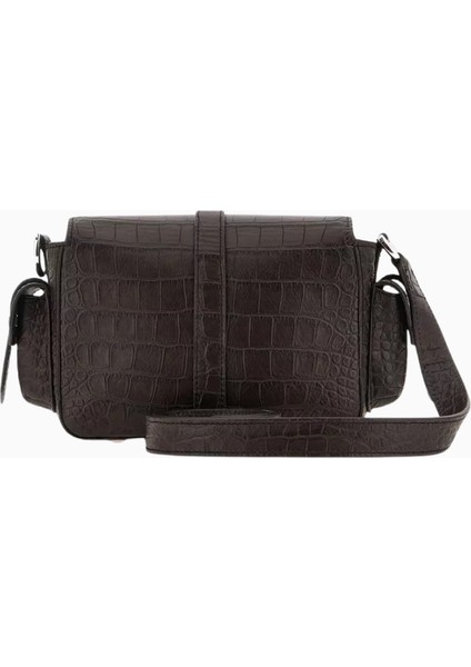 Small Flap Kahverengi Kroko Baskılı Deri, Zarif ve Lüks Mini Omuz Çantası, Yeni Sezon modelleri
