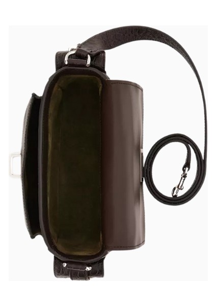 Small Flap Kahverengi Kroko Baskılı Deri, Zarif ve Lüks Mini Omuz Çantası, Yeni Sezon fırsatları