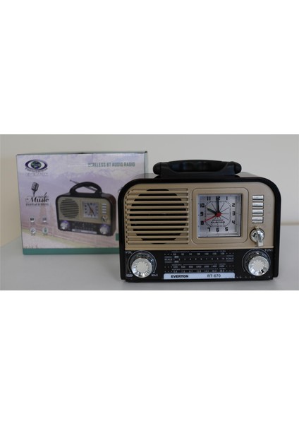 Everton Rt-670 Bluetooth Usb-Micro Sd Saatli Nostaljik Radyo