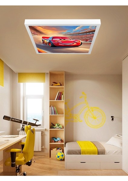 Şimşek Mcqueen Avize, 60X60 Çocuk Odası Avize, 60WATT, Estetik Kare, Yapay Zeka Tasarım Avize, Pist fiyatları