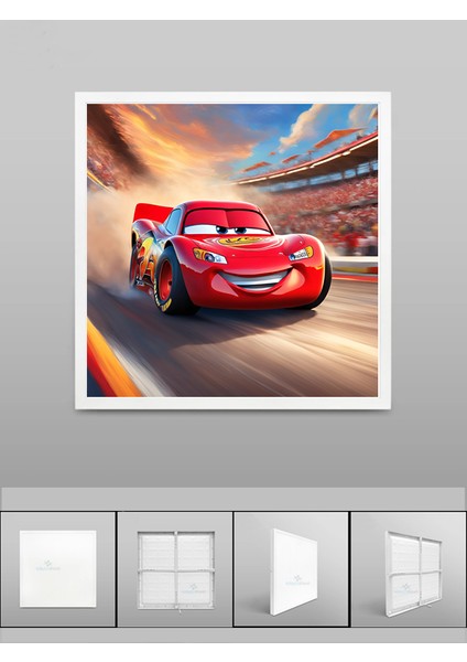 Şimşek Mcqueen Avize, 60X60 Çocuk Odası Avize, 60WATT, Estetik Kare, Yapay Zeka Tasarım Avize, Pist indirimleri