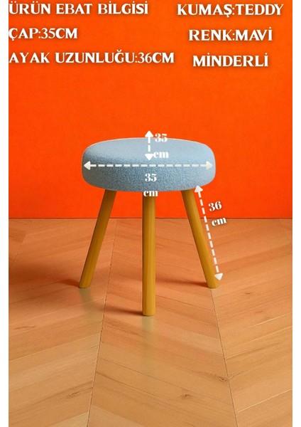Orına Yuvarlak Peluş Modern Teddy Puf Bench – Retro Ahşap Ayaklı Tabure fiyatları