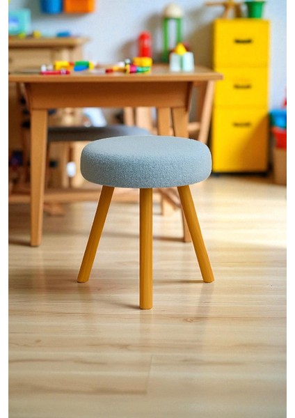 Orına Yuvarlak Peluş Modern Teddy Puf Bench – Retro Ahşap Ayaklı Tabure modelleri
