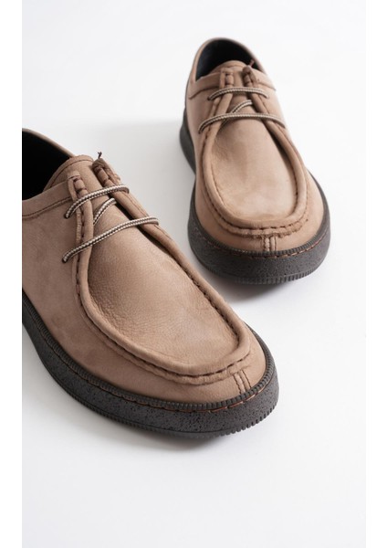 Oren Erkek Vizon Nubuk Deri Bağcıklı Casual Ayakkabı