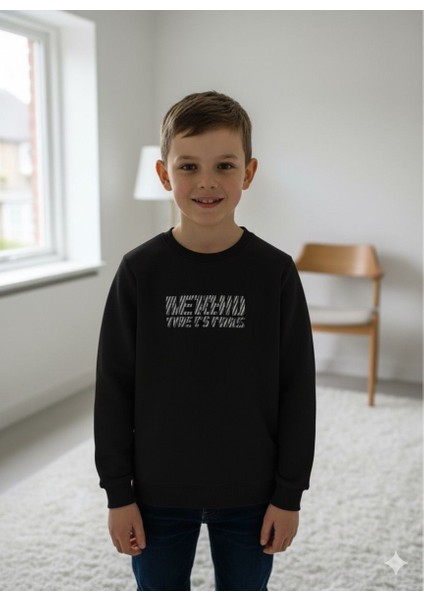 Baskılı Bisiklet Yaka Sweatshirt Erkek Çocuk