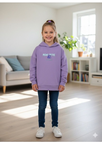 Kapüşonlu Baskılı Sweatshirt Kız Çocuk