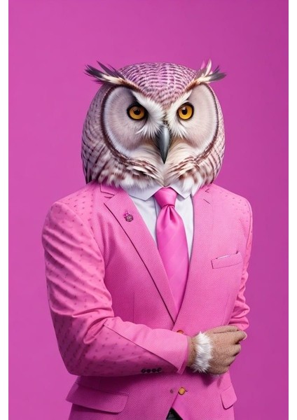 Takım Elbiseli Baykuş V1 Ev Duvar Salon Güzellik Salonu Ofis Dükkan Dekarasyon Kanvas Tablo fiyatları