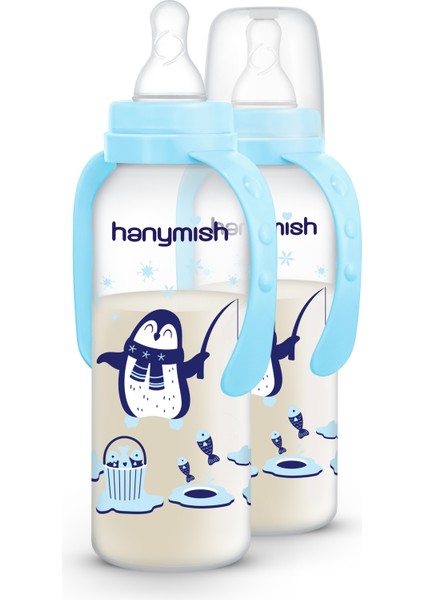 Mavi Kulplu 240 ml Pp Biberon, Sağlıklı ve Hafif Bebek Için Uygun