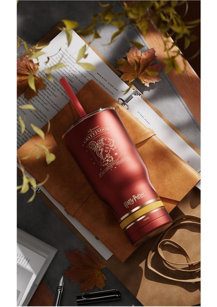 Harry Potter Lisanslı Pipetli Termos (580ML) - Gryffindor