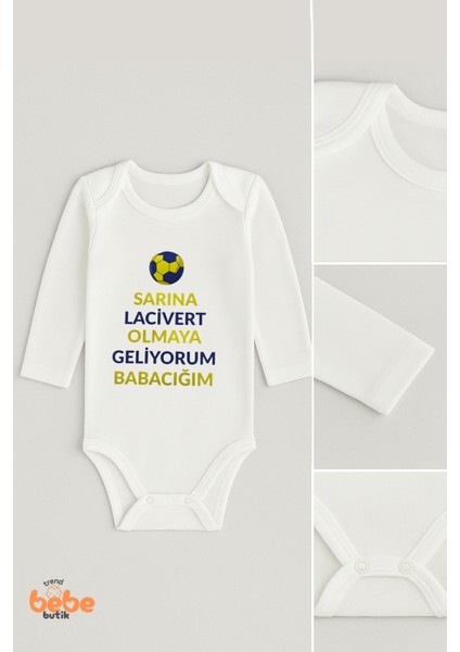 “sarına Lacivert Olmaya Geliyorum Babacığım”baskılı %100 Pamuk,uzun Kollu Zıbın Tarafta fiyatları