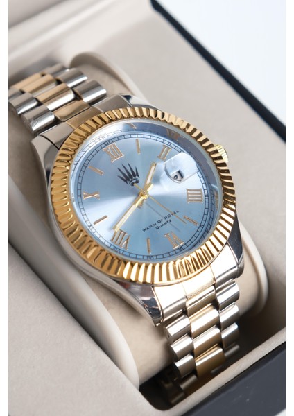 Valentor Silver Gold Mavi Kol Saati