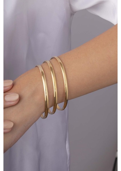 4 mm Parlak Görünüm Altın Kaplama Kadın Üçlü Ajda Bilezik