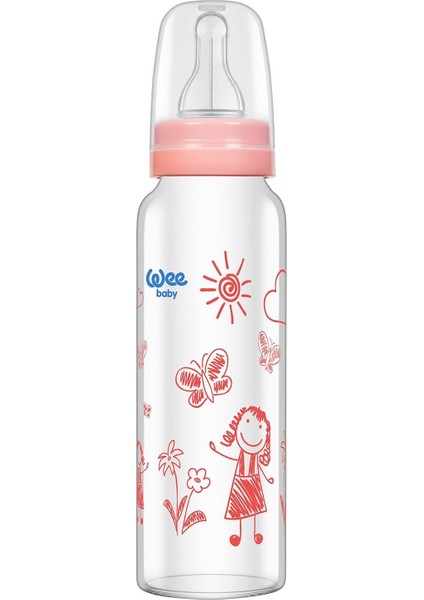 Isıya Dayanıklı Cam Biberon 240 Ml, Pembe Renkli, Güvenli ve Sağlıklı Kullanım