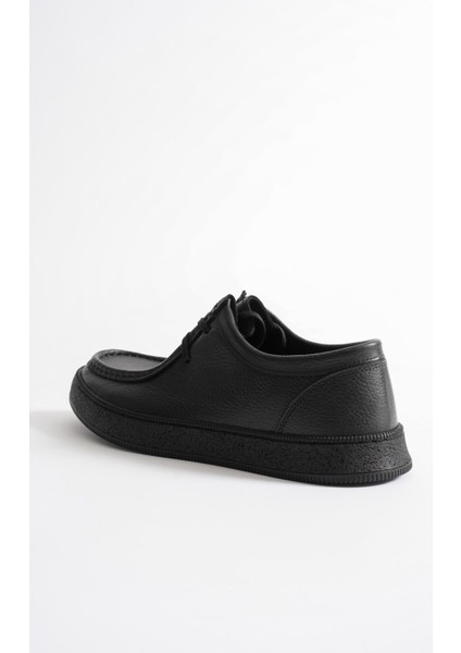 Oren Erkek Siyah Hakiki Deri Bağcıklı Casual Ayakkabı fırsatları