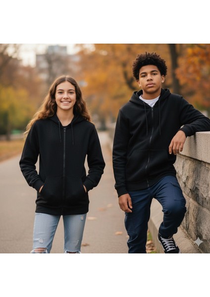 Polarlı Kapüşonlu Sweatshirt Hırka Unisex Çocuk