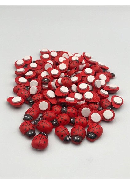 100 Adet - Yapışkanlı Minik Uğur Böceği Kırmızı (10MM x 13MM) fiyatları