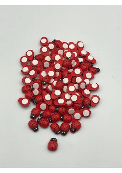 100 Adet - Yapışkanlı Minik Uğur Böceği Kırmızı (10MM x 13MM) modelleri