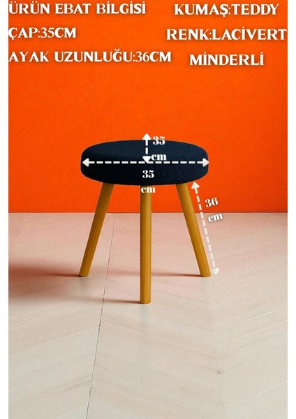 Orına Yuvarlak Peluş Modern Teddy Puf Bench – Retro Ahşap Ayaklı Tabure fiyatları