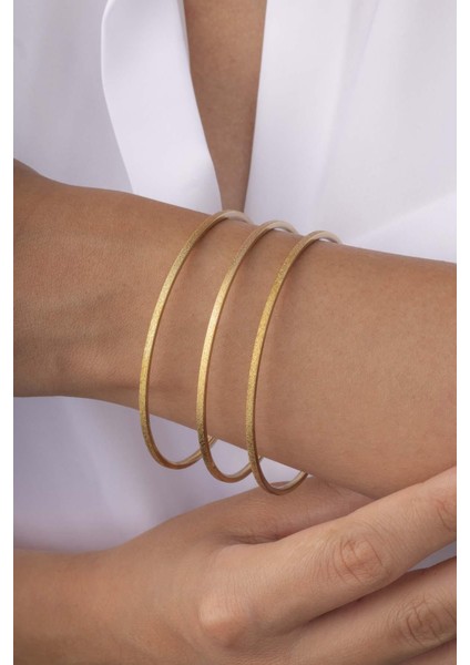 Mat Görünüm Üçlü Ajda Kadın Çelik Bilezik