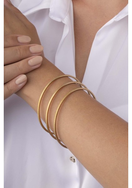 Mat Görünüm Üçlü Ajda Kadın Çelik Bilezik modelleri