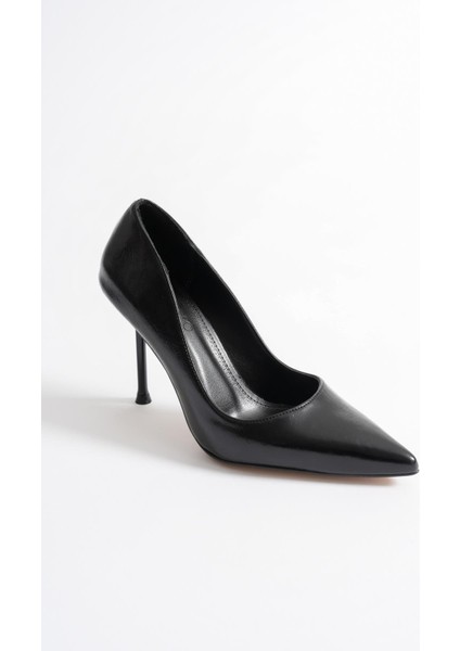 Marvella Kadın Kahve Deri Sivri Burun Yüksek İnce Topuklu Ayakkabı Stiletto (9.5 CM) modelleri