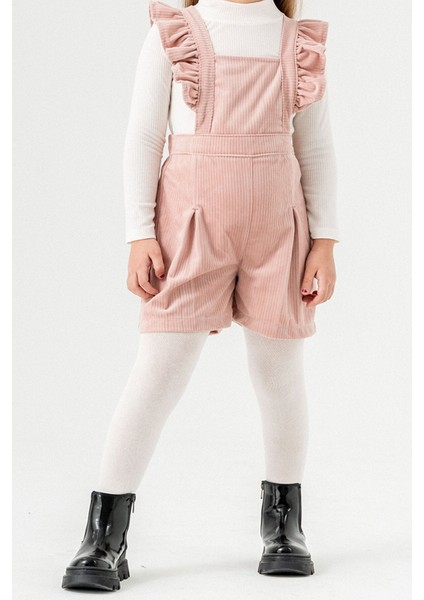 Pembe Kız Çocuk Kadife Fitilli Salopet 22688 modelleri