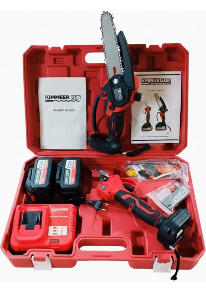 21V Çift Akülü Çelik Şanzıman Dal Budama Makası & Kendinden Yağlamalı Testere2 Li Set