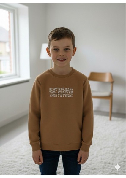 Baskılı Bisiklet Yaka Sweatshirt Erkek Çocuk