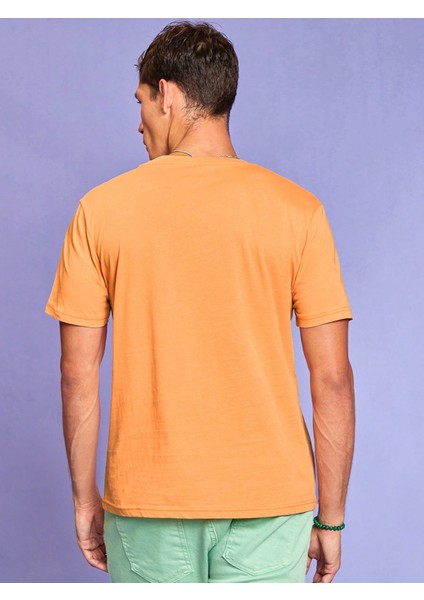 Kayısı Rengi Always In A Good Mood Baskılı 100% Pamuk T-Shirt indirimleri