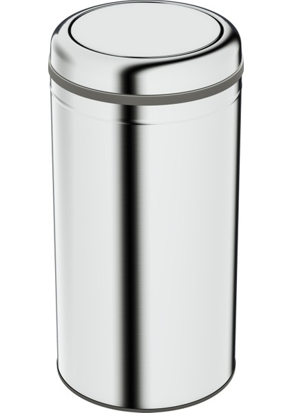 Basic Çöp Kovası - Sallanır Kapaklı 45 L, Parlak Krom Paslanmaz