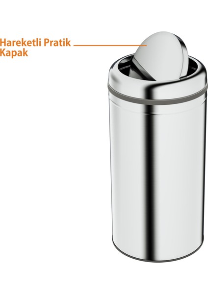 Basic Çöp Kovası - Sallanır Kapaklı 45 L, Parlak Krom Paslanmaz modelleri