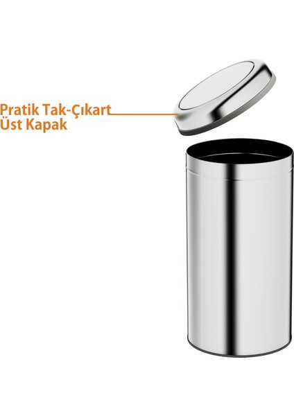 Basic Çöp Kovası - Sallanır Kapaklı 45 L, Parlak Krom Paslanmaz fırsatları