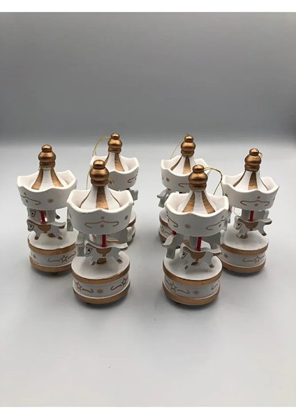 6lı Set Atlı Karınca Mini Beyaz Nostaljik El Yapımı Hediyelik Süs Yılbaşı Hediyeliği Özel Gün