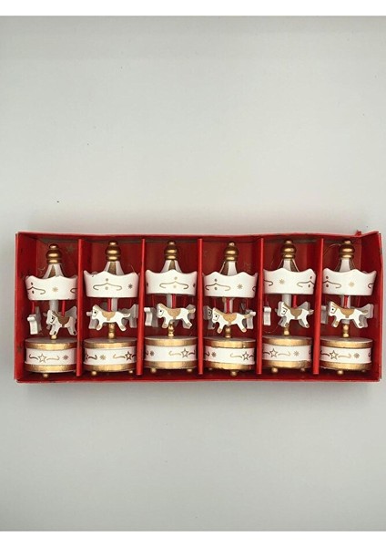 6lı Set Atlı Karınca Mini Beyaz Nostaljik El Yapımı Hediyelik Süs Yılbaşı Hediyeliği Özel Gün indirimleri