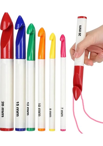 6 Adet Plastik Saplı Kalın Tığ Seti